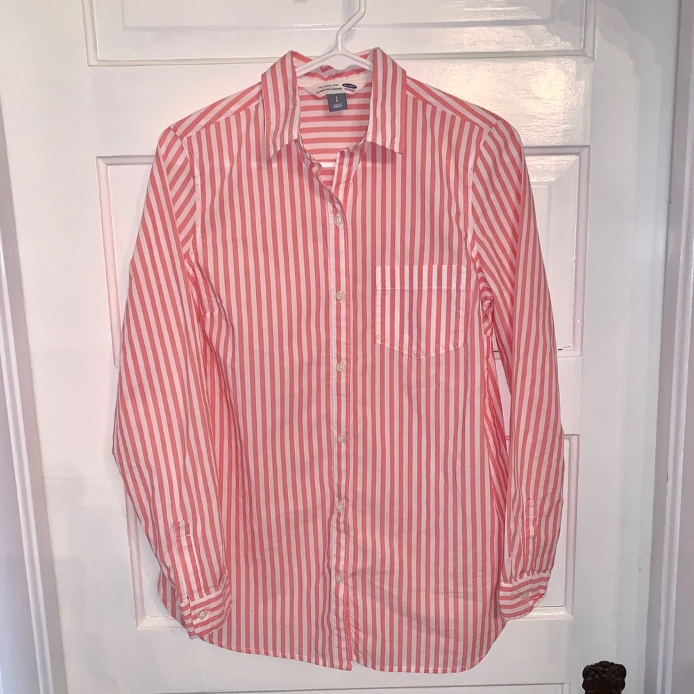 Women’s Coral Striped Old Navy Button Up Size S
